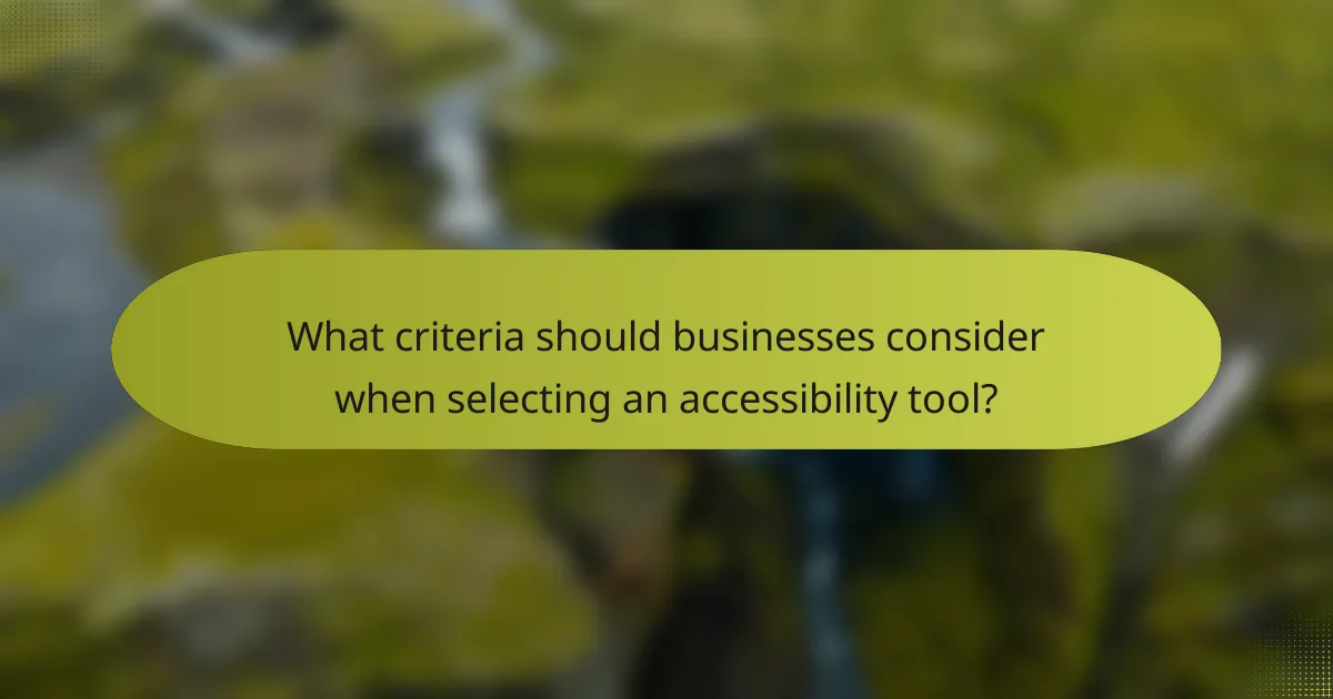 What criteria should businesses consider when selecting an accessibility tool?